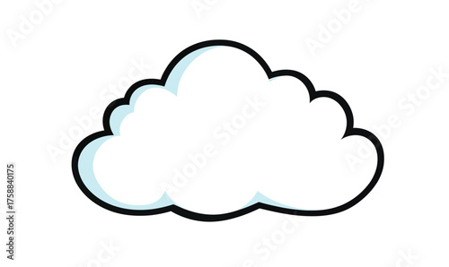 Simple white cloud outline icon with light blue shading isolated on white background flat minimalist vector illustration for weather and nature concepts design
