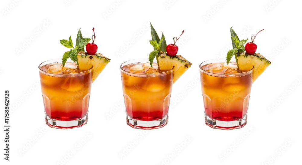 Fototapeta premium Refreshing Cocktail Mai Tai on a transparent background