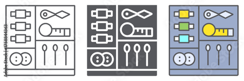 Sewing kit icon, craft and sew, tailor kit sign, vector graphics, a linear pattern on a white background. editable stroke