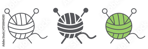 Knitting icon, clew and sewing, yarn sign, vector graphics, a linear pattern on a white background. editable stroke