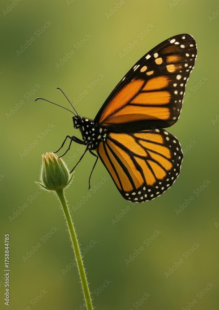 Fototapeta premium Monarch butterfly perched delicately.