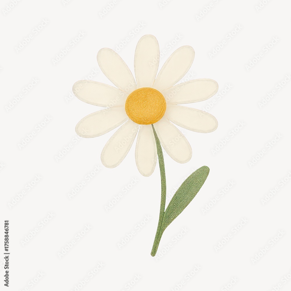 Naklejka premium Delicate daisy with green stem.