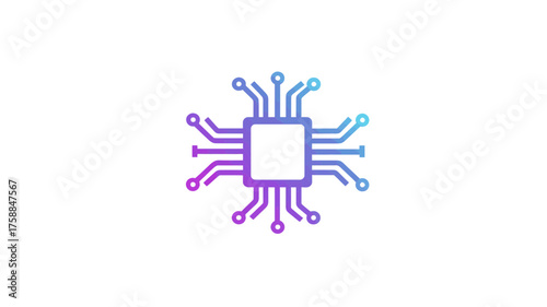 Gradient Microchip Icon for Technology, Digital Data Processing, Artificial Intelligence (AI), and Computing Concepts