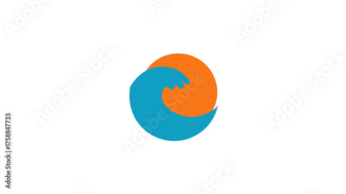 Vibrant abstract sun and ocean wave graphic icon. Modern flat design element symbolizing summer, beach, travel, and marine nature concepts.