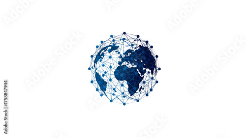 Global Network Connectivity Concept: Digital Earth with Interconnected Lines Representing Worldwide Technology, Data, and Communication
