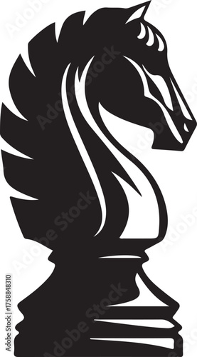 Vector art of black knight chess piece in vector format