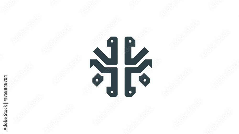 Fototapeta premium Abstract geometric technology symbol design. Modern digital connection, data flow, or network intelligence icon on white background.