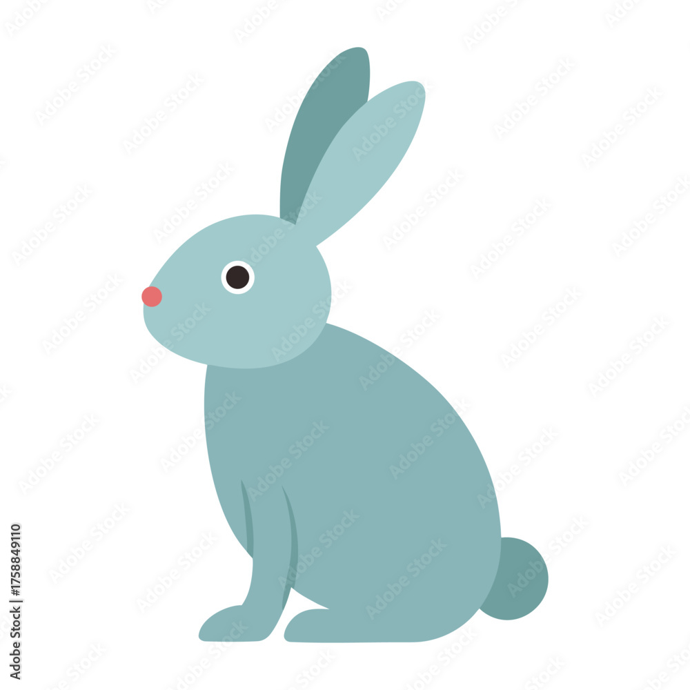 Obraz premium Cute light blue rabbit sitting and looking to the side