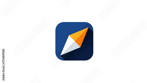 Modern flat design compass icon vector illustration on a blue background. Symbolizing navigation, direction, guidance, travel, and exploration.