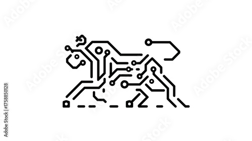Wallpaper Mural Abstract digital bull icon formed by circuit board lines, representing modern technology, financial markets, power, and innovation. Torontodigital.ca