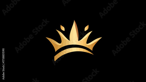 Elegant golden crown on a sleek black background, symbolizing luxury, success, royalty, power, and prestige. Modern design for premium branding.