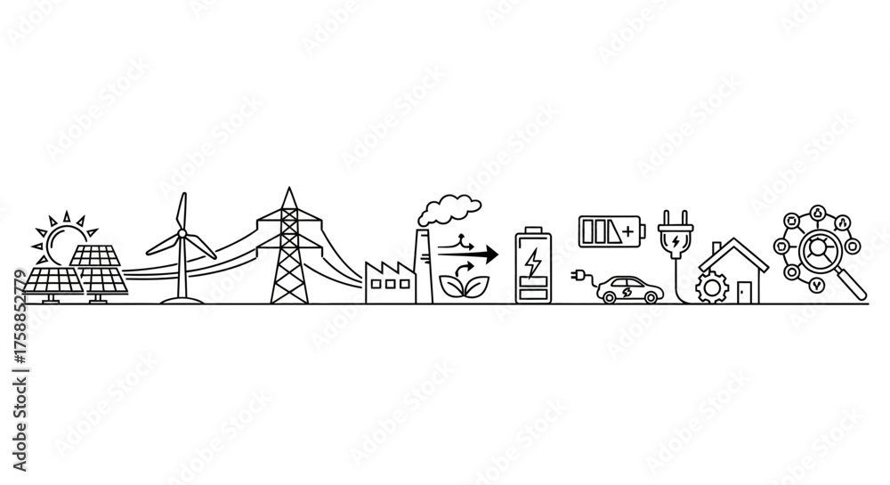 Obraz premium Diverse renewable energy sources and smart technology integration for sustainable living