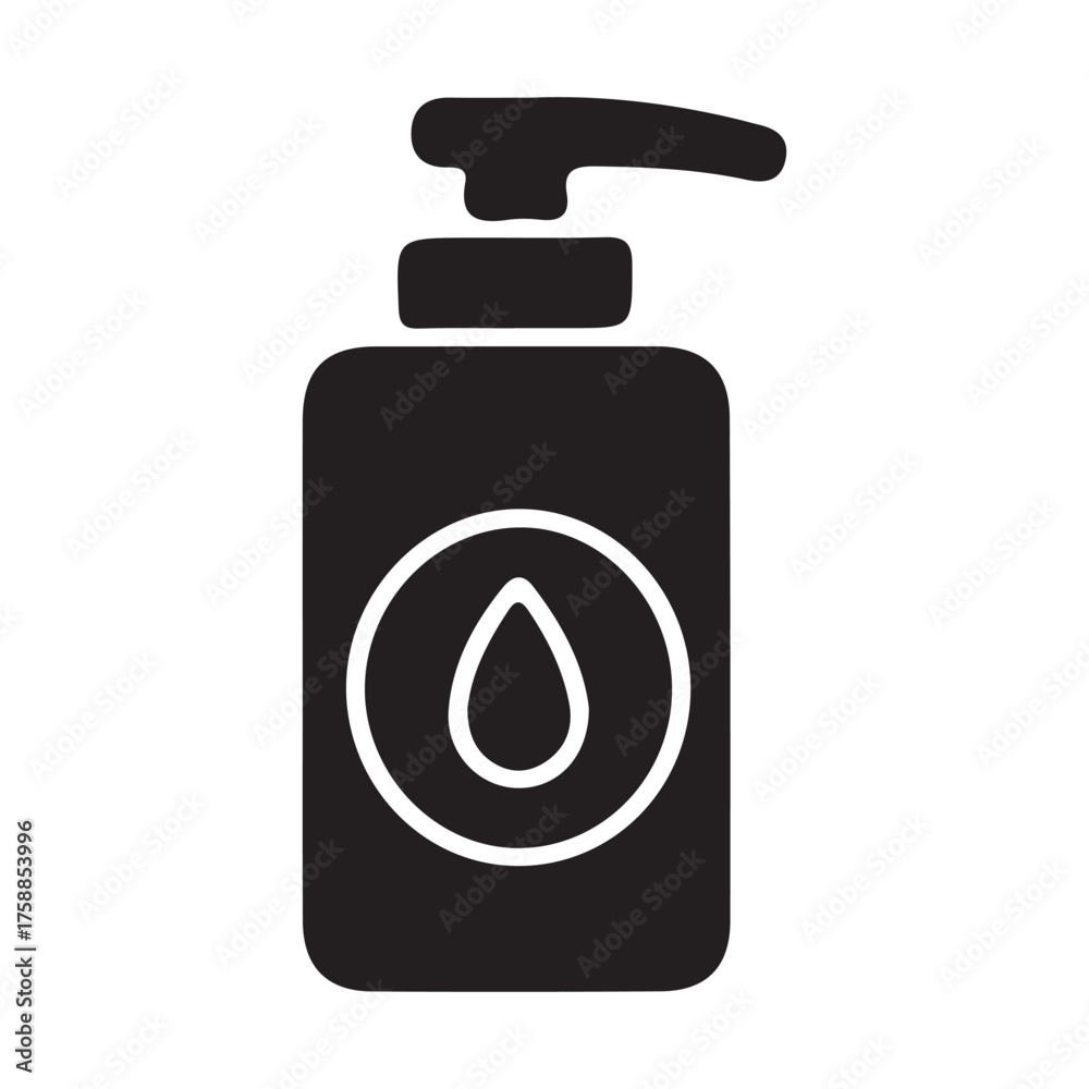 Obraz premium Simple Black and White Illustration of a Hand Sanitizer or Soap Dispenser Ideal for Hygiene and Healthcare Promotions