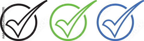 Hand drawing check mark icon set. Approval and rejection symbol . Right and wrong vector signs