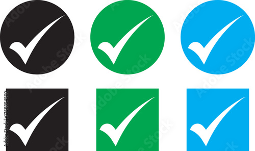 Hand drawing check mark icon set. Approval and rejection symbol . Right and wrong vector signs