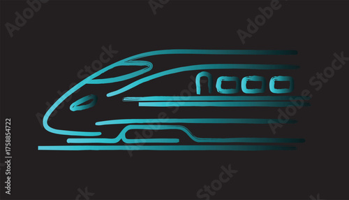 Abstract neon high speed train motion blur futuristic transportation concept vector
