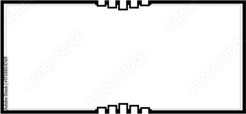 Minimalist black and white rectangular border frame with geometric patterns, ideal for page layouts, content framing, and sleek graphic design accents