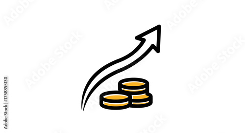 A stylized illustration of a financial graph showing upward growth
