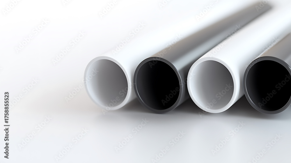 Fototapeta premium A minimalist shot of plastic piping showcasing clean lines and neutral tones. Ideal for designs emphasizing utility and modern aesthetics. Simple and effective.