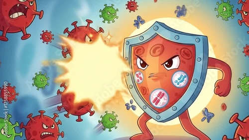 Immune system warrior shields against viral invaders in epic battle