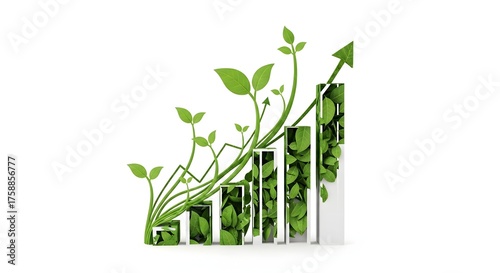 Photos Green growth concept with plant shoots forming a rising bar graph