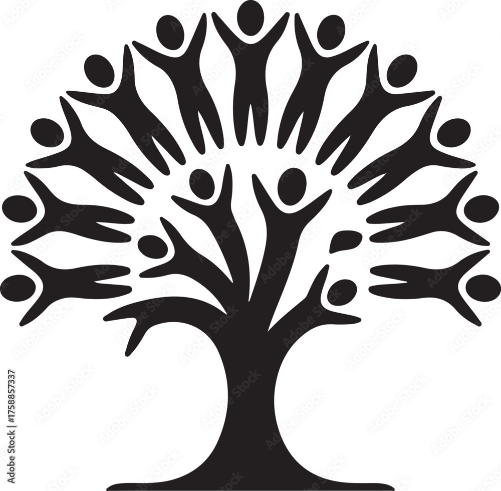 Obraz premium Abstract tree of life with human figures as leaves and branches