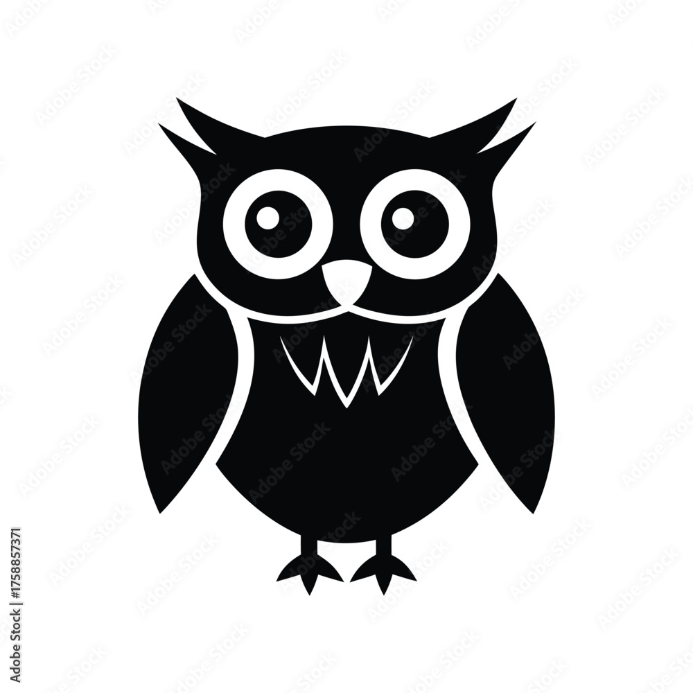 Fototapeta premium Wild owl perched silhouette Vector illustration