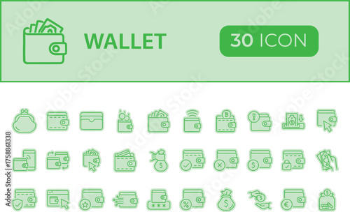 Collection of 3d wallet icons with money isolated on transparent background
