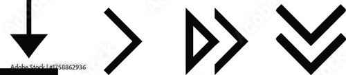 Four distinct arrow symbols representing direction and progression on a plain white background