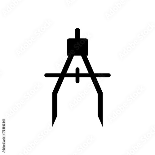 Black and white drawing compass for geometry and technical drawing.