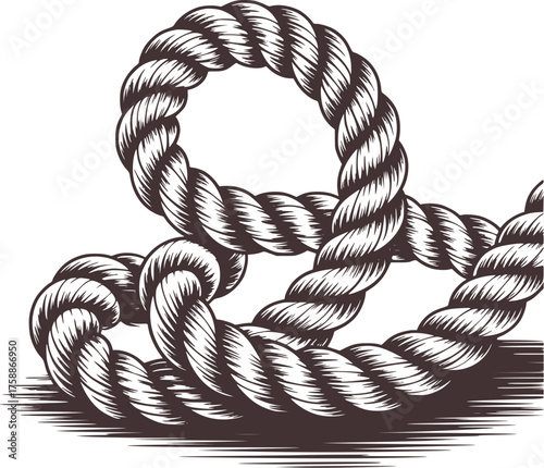 Thick twisted rope knot illustration vector