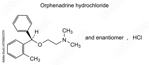 Orphenadrine hydrochloride, chemical structure of orphenadrine hydrochloride, drug substance