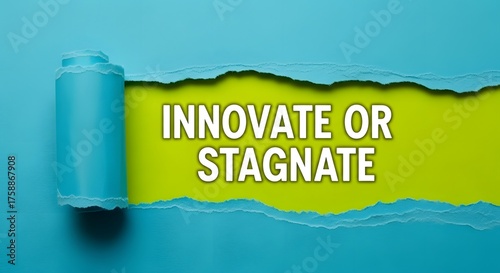 Inspiring business growth mindset with innovate or stagnate message on vibrant background, ideal for strategy presentations and motivational concepts for success