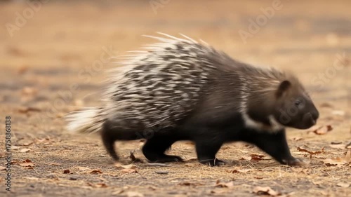 Quilled Wanderer A porcupine forages on the forest floor its quills a stark contrast to the earthy setting
