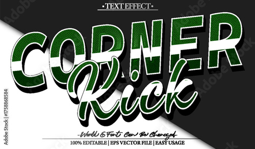 Football Corner Kick Match Goal Action Text Effect Editable Alphabet