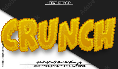 Crunchy Crisp Snack Tasty Flavor Bite Text Effect Editable Alphabet