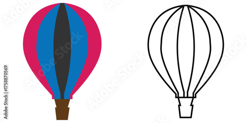 Hot Air Balloon Vector Set – Colorful and Silhouette Illustrations for Travel, Adventure, and Festival Design