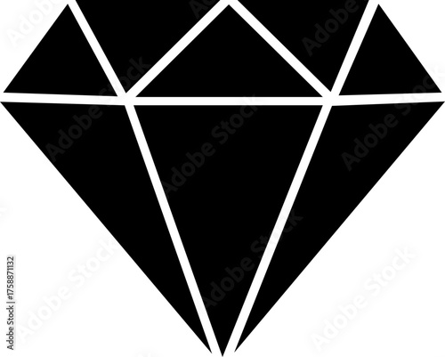 Elegant black diamond icon symbolizing luxury, wealth, and success for jewelry designs, branding, and premium services, originally a scalable vector graphic
