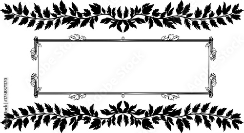 Elegant botanical frame with delicate leafy border, perfect for invitations, stationery, or adding a touch of nature to your designs. Vintage style flourish