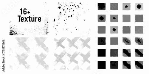 Collection of abstract black and white textures and patterns for graphic design and art projects