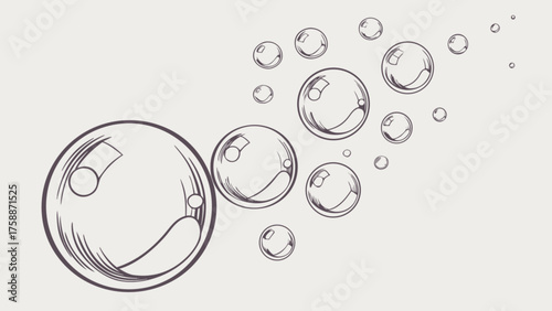 Hand drawn illustration of a group of bubbles floating in the air, perfect for adding a touch of whimsy to any design or creative project