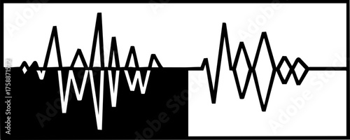 Dynamic audio waveform visualizer with contrasting black and white segments creating a modern, scalable design for presentations or music production