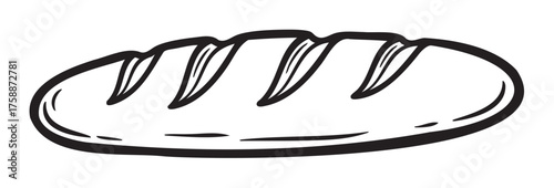 Black outline drawing of a round loaf of bread with five diagonal slashes on top, illustrating a simple baked good design.