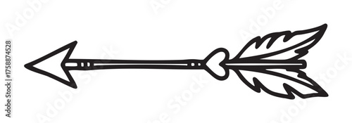 Black outline icon of a simple arrow with a triangular arrowhead and feathered fletching, symbolizing direction and hunting.