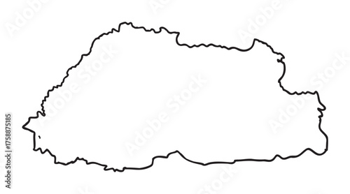 Black outline of the bhutan map with a jagged border.