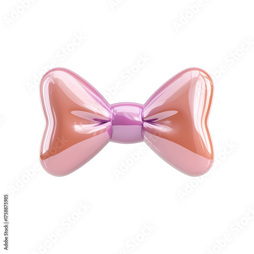 Glossy Pink and Purple Bow with a Smooth Finish on a Transparent Background