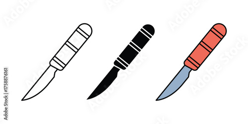 Scalpel icon sign symbol. surgical scalpel black thin line and color vector icon.