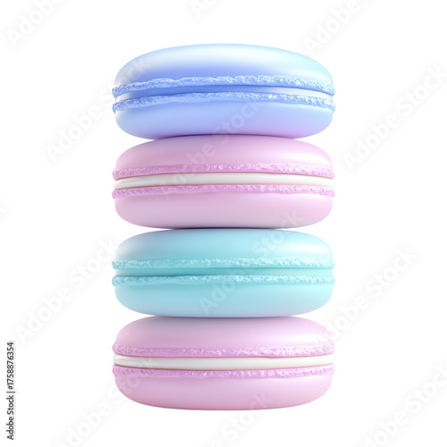 Colorful Macarons Stacked on Top of Each Other in Pastel Shades