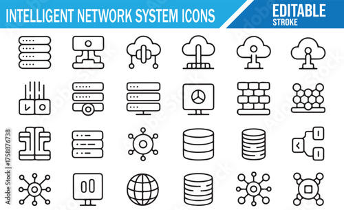 Modern Network Operations Icons – AI, DNS, VPN, Load Balancer, Monitoring