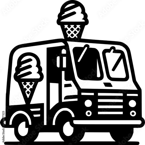 Ice Cream Truck Silhouette: A cheerful illustration of an ice cream truck, complete with sweet treats, ready to bring joy and refreshment to your day. 